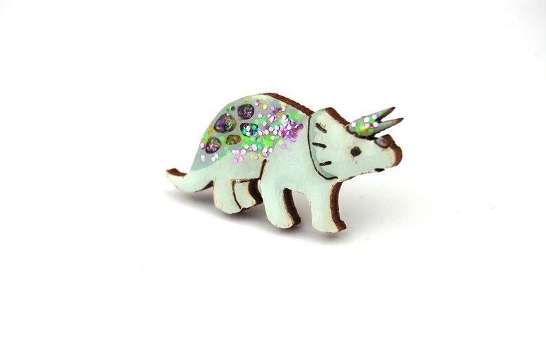 Green Glittery Triceratops